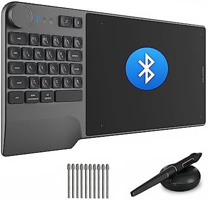 Wireless drawing tablet with keyboard dial and felt nibs