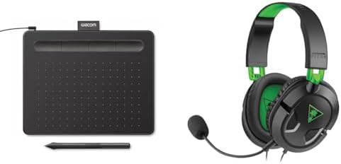 Small drawing tablet with gaming headset